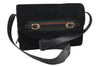 Authentic GUCCI Web Sherry Line Shoulder Cross Bag Suede Leather Black 3196K