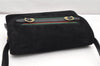 Authentic GUCCI Web Sherry Line Shoulder Cross Bag Suede Leather Black 3196K