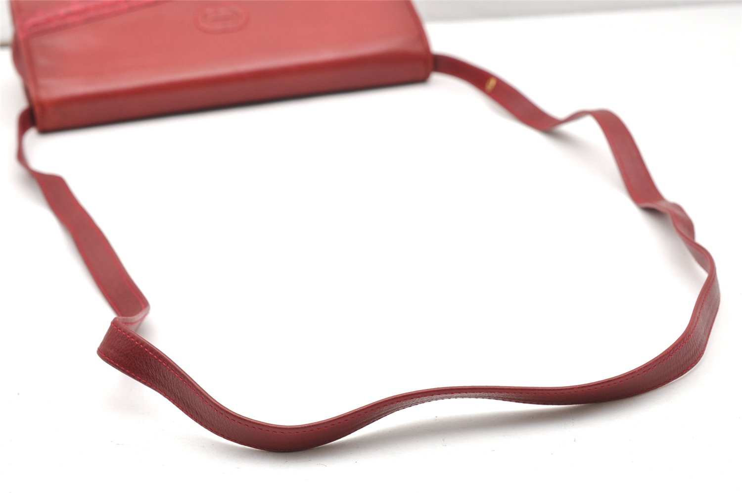 Authentic GUCCI Vintage Shoulder Cross Body Bag Purse Leather Red 3197K