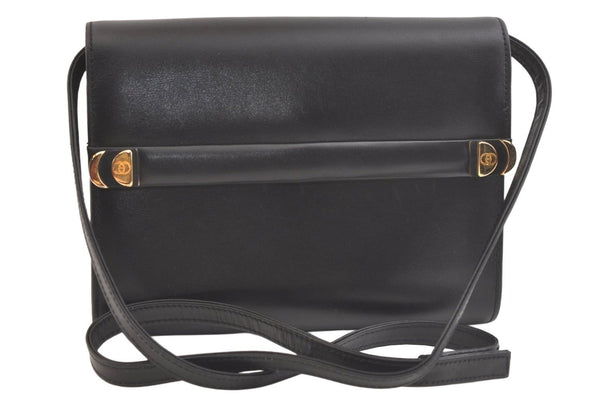 Authentic GUCCI Vintage Shoulder Cross Body Bag Purse Leather Black 3198K
