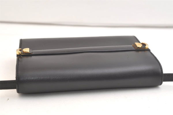 Authentic GUCCI Vintage Shoulder Cross Body Bag Purse Leather Black 3198K