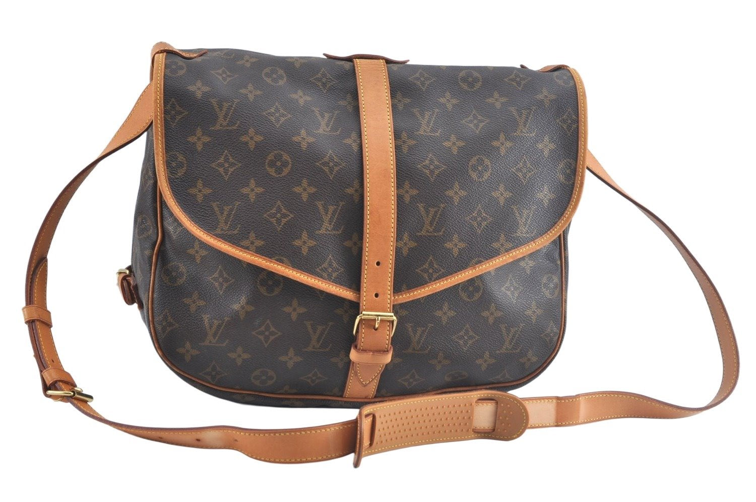 Authentic Louis Vuitton Monogram Saumur 35 Shoulder Cross Bag M42254 LV 3199J