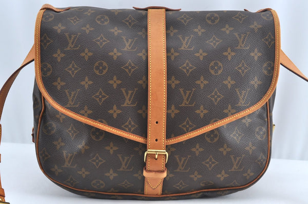 Authentic Louis Vuitton Monogram Saumur 35 Shoulder Cross Bag M42254 LV 3199J