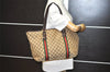 Authentic GUCCI Web Sherry Line Tote Bag GG Canvas Leather 139260 Brown 3200I