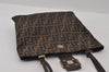 Authentic FENDI Zucca Vintage Shoulder Tote Bag Canvas Leather Brown Black 3201I