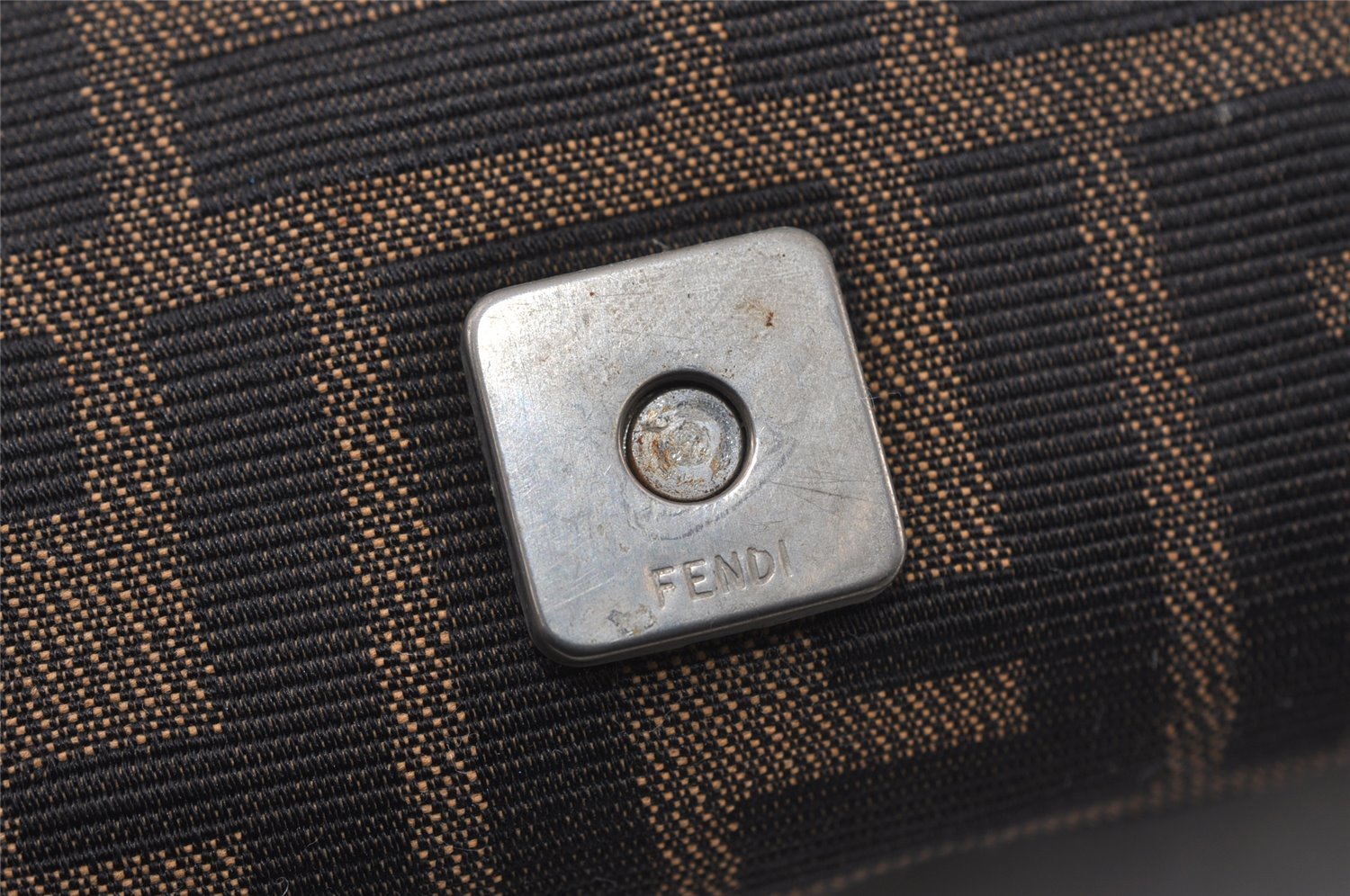Authentic FENDI Zucca Vintage Shoulder Tote Bag Canvas Leather Brown Black 3201I