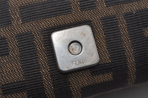 Authentic FENDI Zucca Vintage Shoulder Tote Bag Canvas Leather Brown Black 3201I