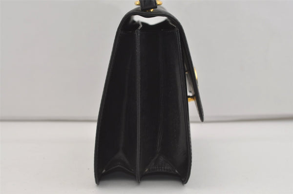 Authentic GUCCI Vintage Hand Bag Purse Leather Black 3201J