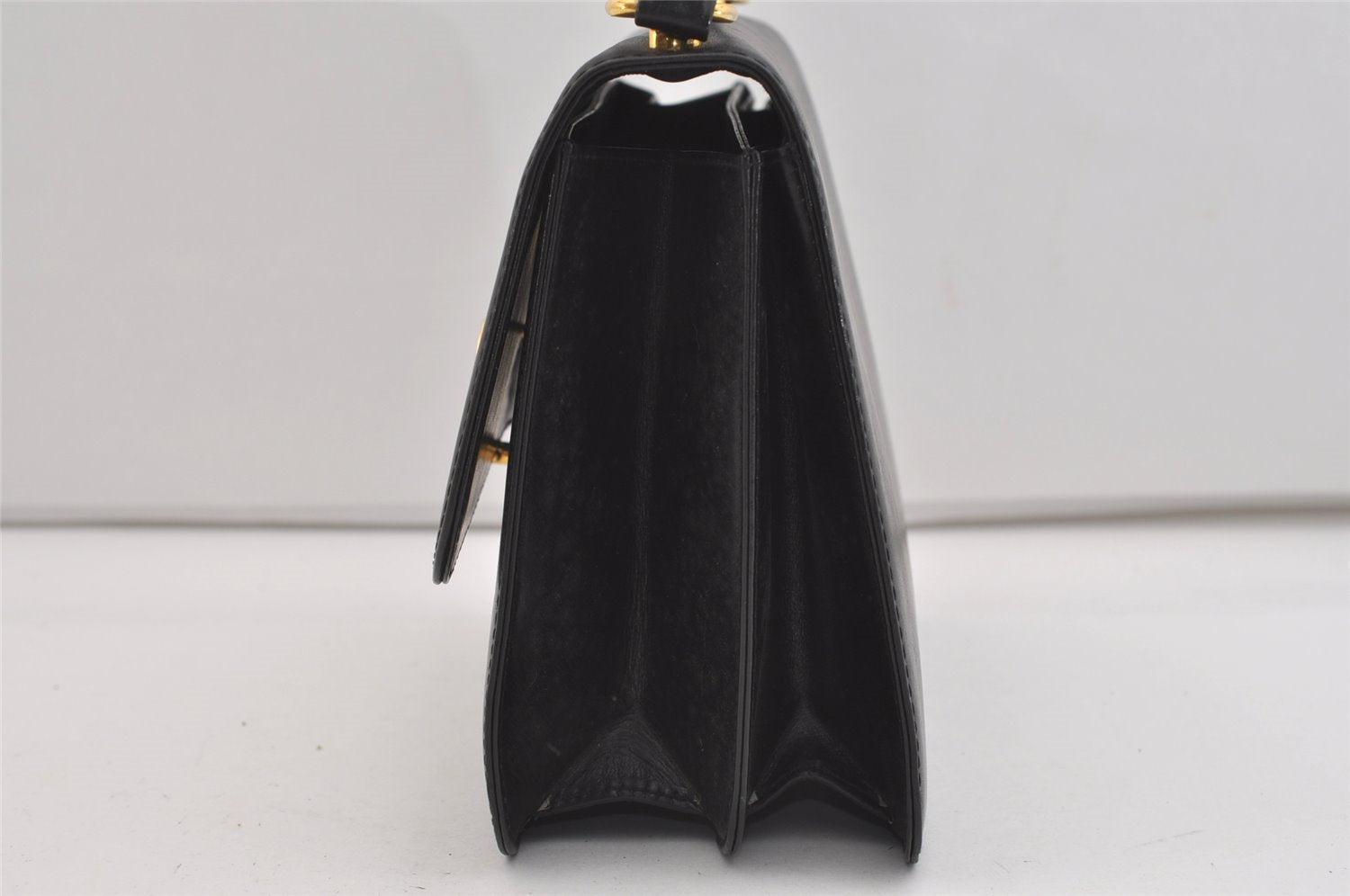 Authentic GUCCI Vintage Hand Bag Purse Leather Black 3201J