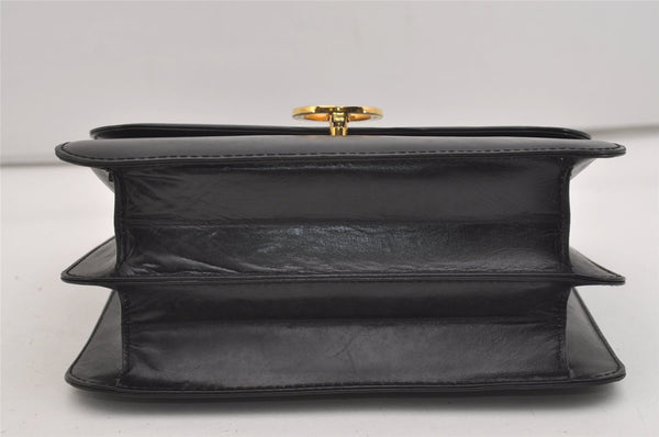 Authentic GUCCI Vintage Hand Bag Purse Leather Black 3201J
