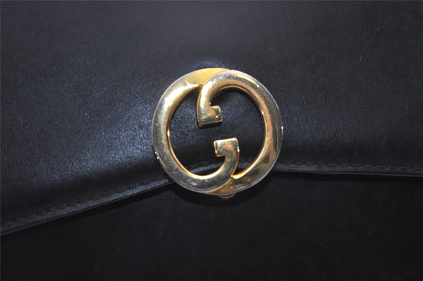 Authentic GUCCI Vintage Hand Bag Purse Leather Black 3201J