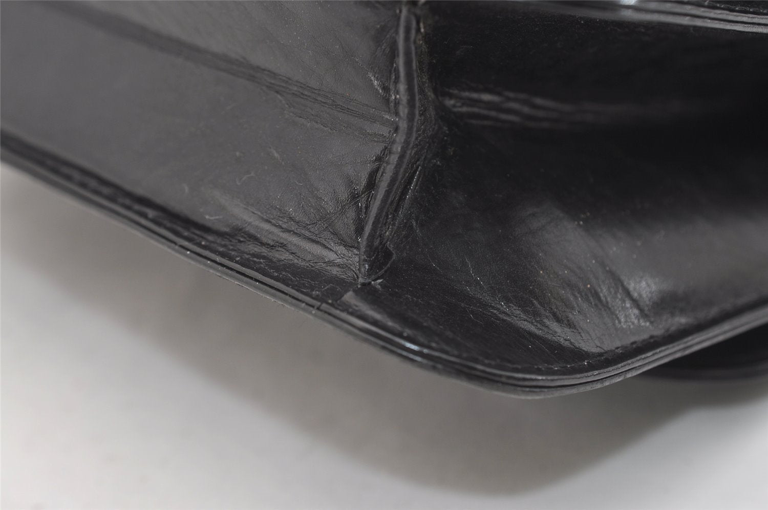 Authentic GUCCI Vintage Hand Bag Purse Leather Black 3201J