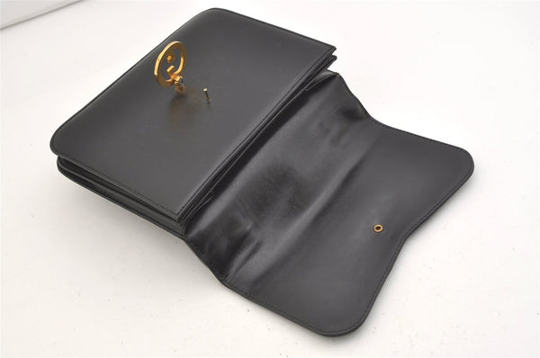 Authentic GUCCI Vintage Hand Bag Purse Leather Black 3201J