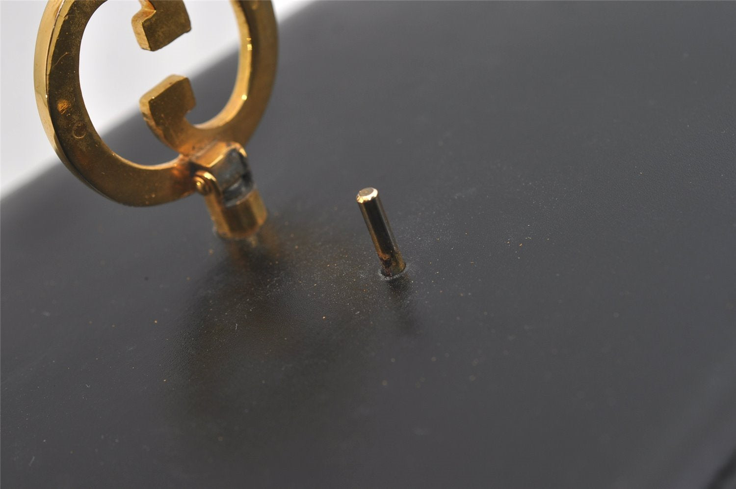 Authentic GUCCI Vintage Hand Bag Purse Leather Black 3201J