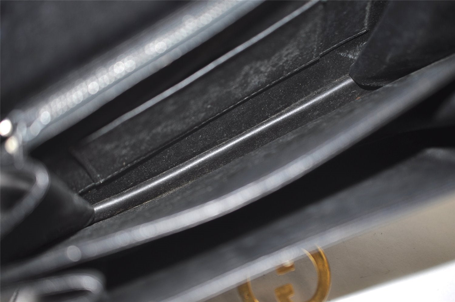 Authentic GUCCI Vintage Hand Bag Purse Leather Black 3201J