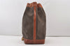 Authentic CELINE Macadam Blason Pattern Drawstring bag PVC Leather Brown 3202J