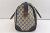 Authentic GUCCI Sherry Line Hand Boston Bag GG PVC Leather Navy Blue 3202K