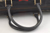 Authentic GUCCI Sherry Line Hand Boston Bag GG PVC Leather Navy Blue 3202K