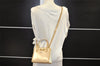 Authentic Salvatore Ferragamo Gancini Leather 2Way Shoulder Hand Bag Beige 3205I