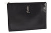 Authentic YVES SAINT LAURENT Clutch Hand Bag Purse Leather ALM453249 Black 3207J