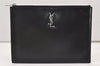 Authentic YVES SAINT LAURENT Clutch Hand Bag Purse Leather ALM453249 Black 3207J