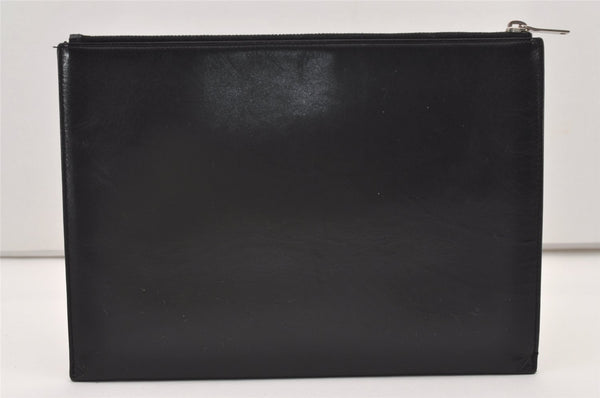 Authentic YVES SAINT LAURENT Clutch Hand Bag Purse Leather ALM453249 Black 3207J