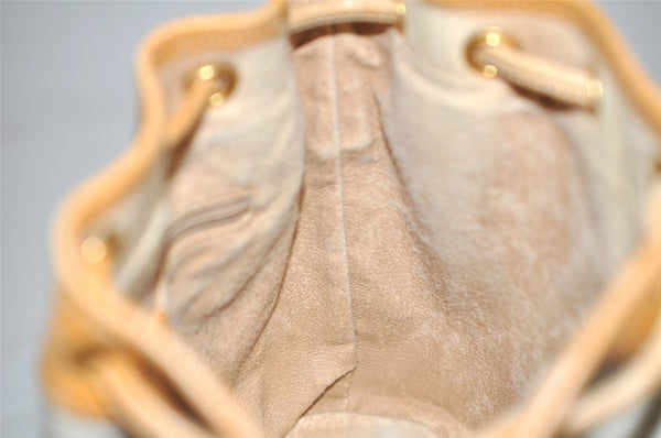 Authentic GUCCI Micro GG PVC Leather Shoulder Drawstring Bag White 3207K