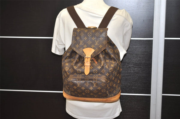 Authentic Louis Vuitton Monogram Montsouris GM Backpack M51135 LV 3208J