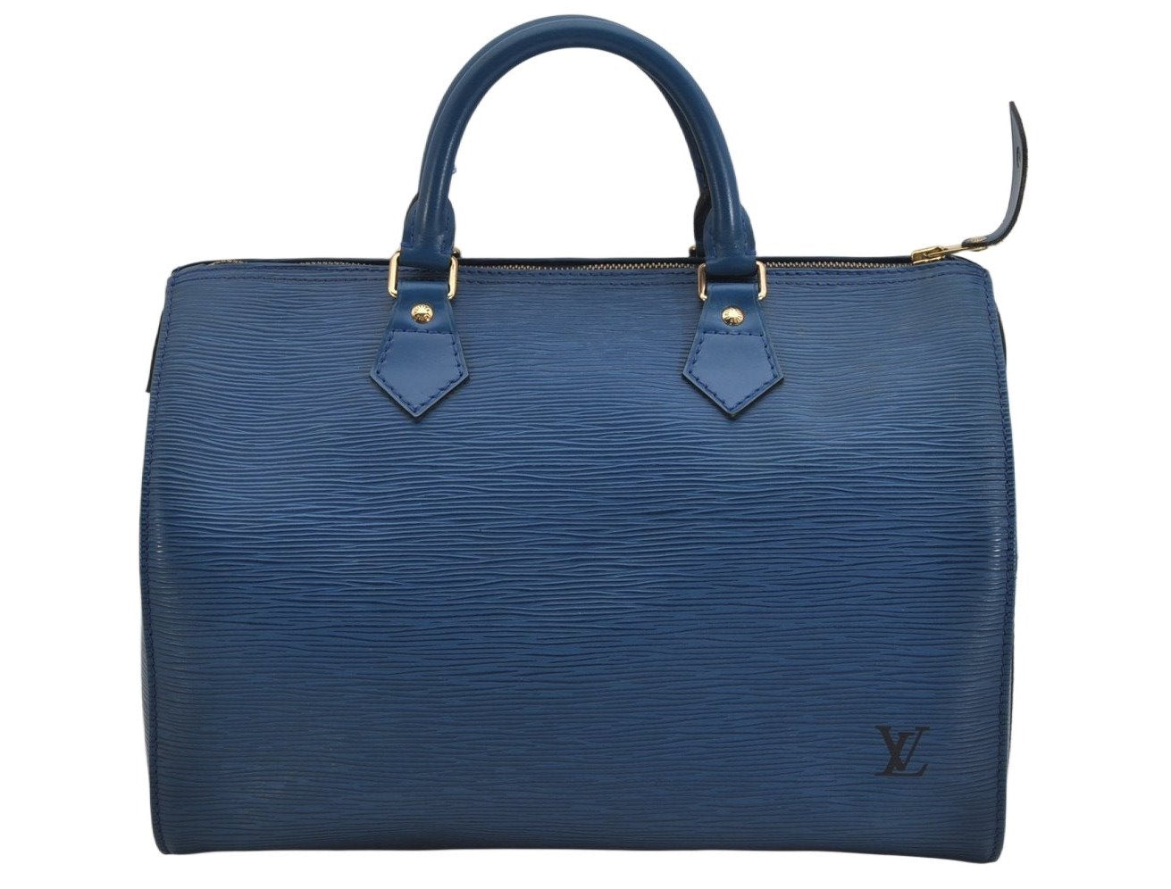 Authentic Louis Vuitton Epi Speedy 30 Hand Boston Bag Blue M43005 LV 3208K