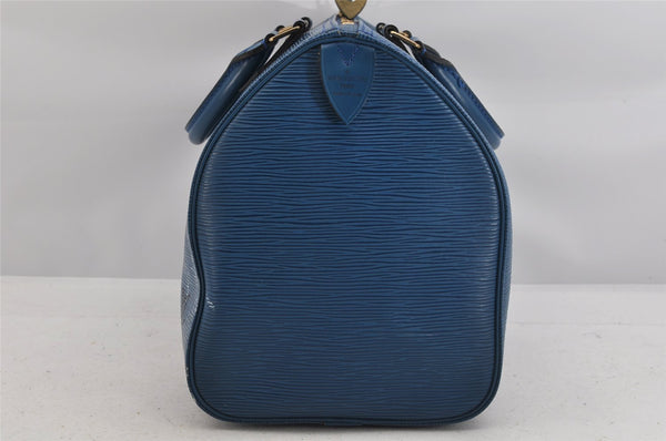 Authentic Louis Vuitton Epi Speedy 30 Hand Boston Bag Blue M43005 LV 3208K