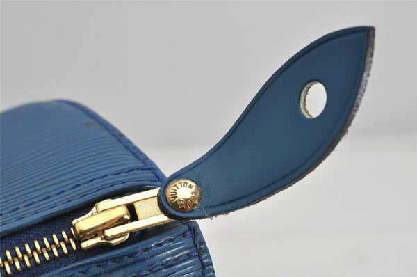 Authentic Louis Vuitton Epi Speedy 30 Hand Boston Bag Blue M43005 LV 3208K