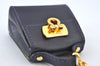 Authentic Salvatore Ferragamo Mini Gancini Bag Charm Leather Navy Blue Box 3211I