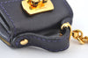 Authentic Salvatore Ferragamo Mini Gancini Bag Charm Leather Navy Blue Box 3211I