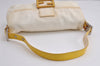 Authentic FENDI Mamma Baguette Shoulder Hand Bag Canvas Leather White 3211J