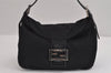 Authentic FENDI Vintage Shoulder Hand Bag Purse Jersey Leather Black Junk 3212J