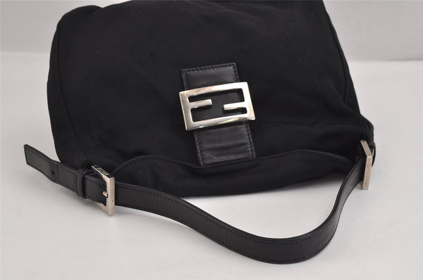 Authentic FENDI Vintage Shoulder Hand Bag Purse Jersey Leather Black Junk 3212J