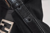 Authentic FENDI Vintage Shoulder Hand Bag Purse Jersey Leather Black Junk 3212J