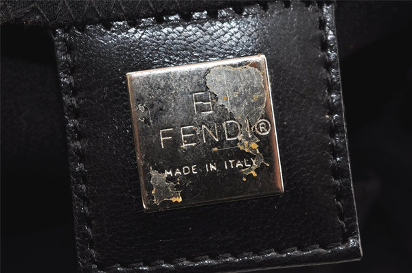 Authentic FENDI Vintage Shoulder Hand Bag Purse Jersey Leather Black Junk 3212J