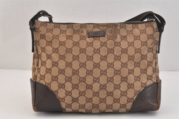 Authentic GUCCI Shoulder Cross Body Bag GG Canvas Leather 114273 Brown 3213K