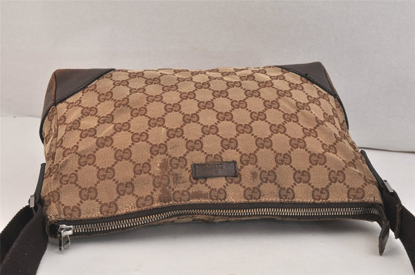 Authentic GUCCI Shoulder Cross Body Bag GG Canvas Leather 114273 Brown 3213K