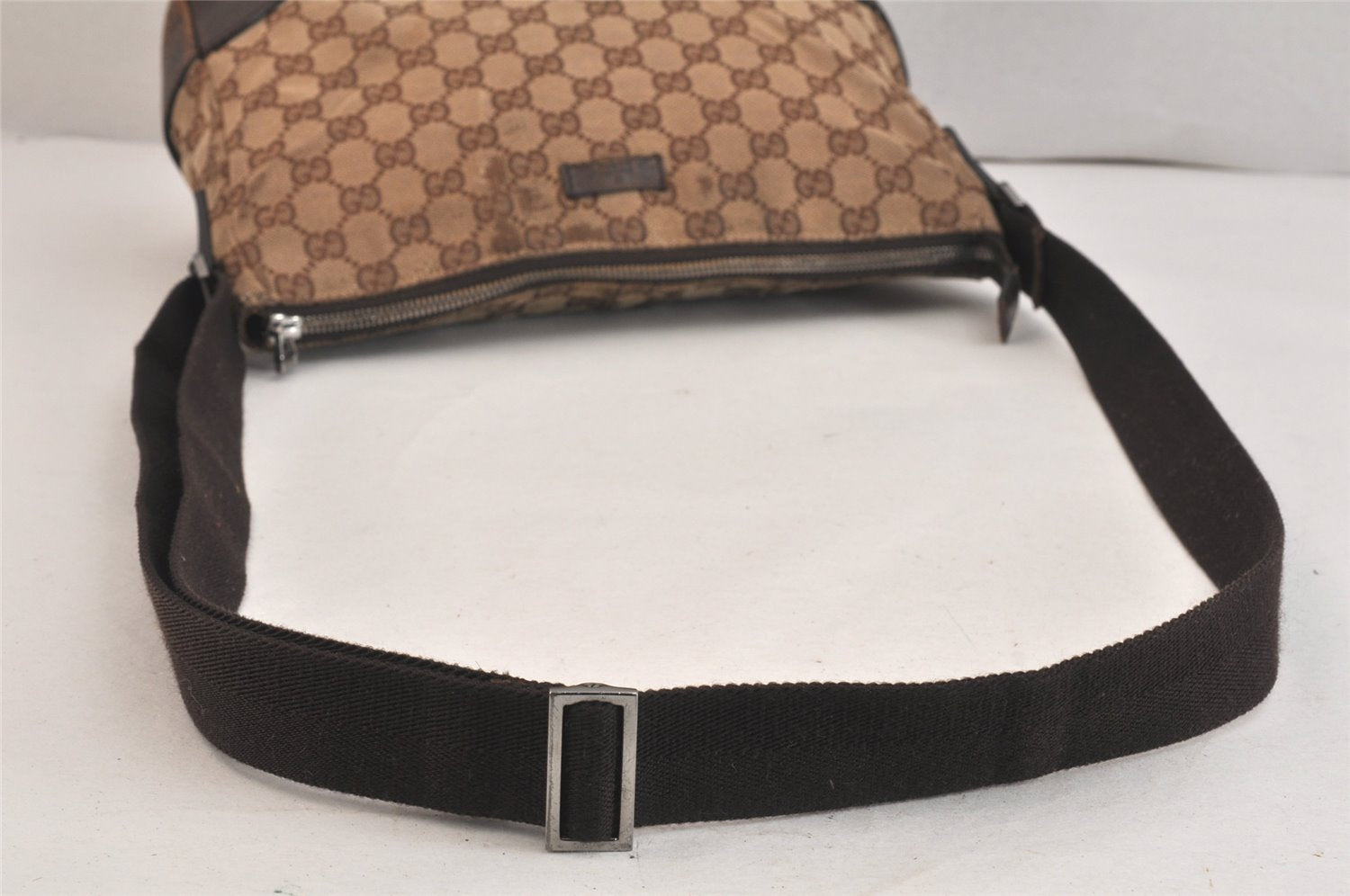Authentic GUCCI Shoulder Cross Body Bag GG Canvas Leather 114273 Brown 3213K