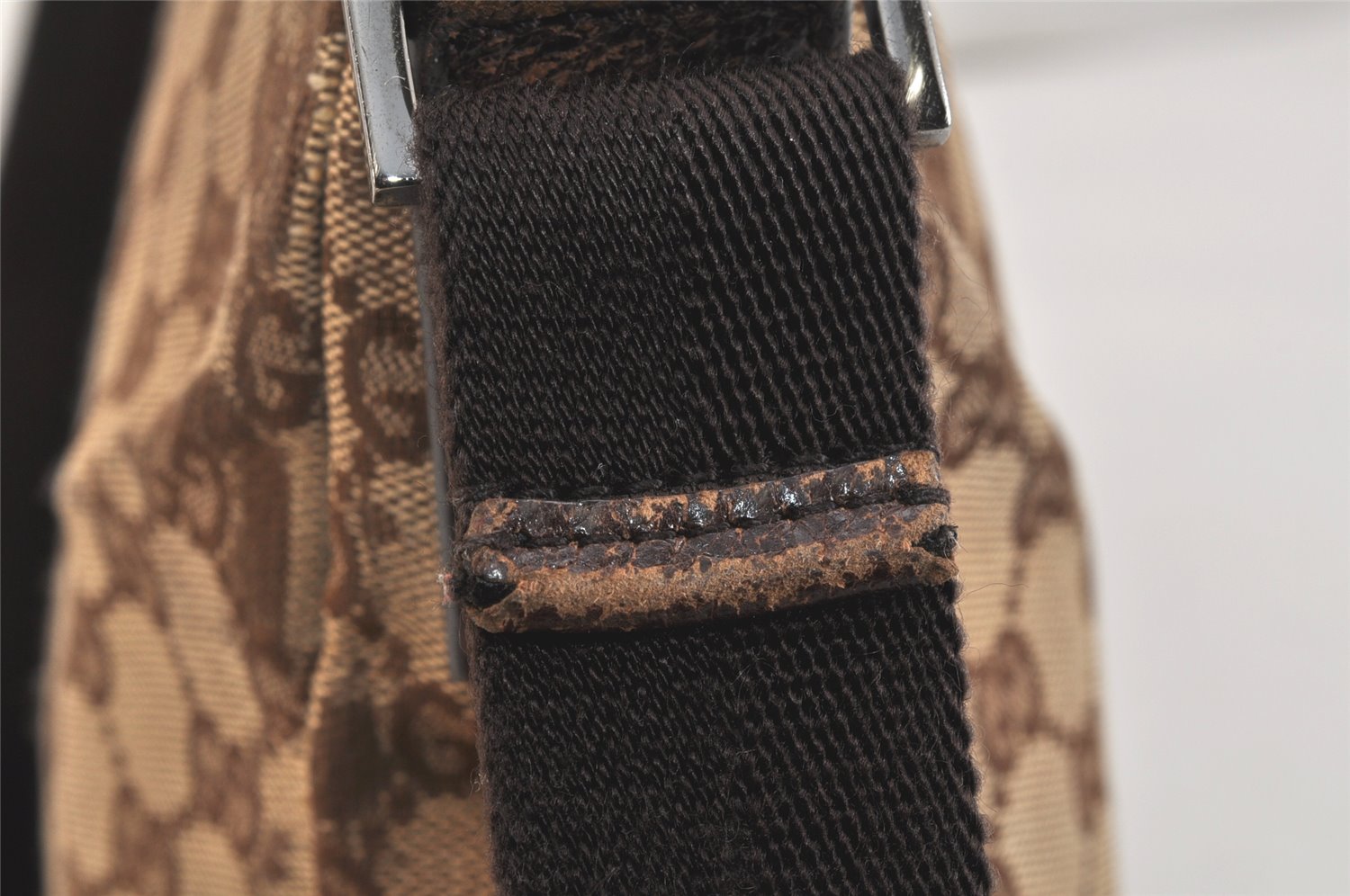 Authentic GUCCI Shoulder Cross Body Bag GG Canvas Leather 114273 Brown 3213K