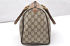 Authentic GUCCI Web Sherry Line Hand Boston Bag GG PVC Leather Brown 3214K