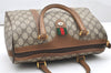 Authentic GUCCI Web Sherry Line Hand Boston Bag GG PVC Leather Brown 3214K