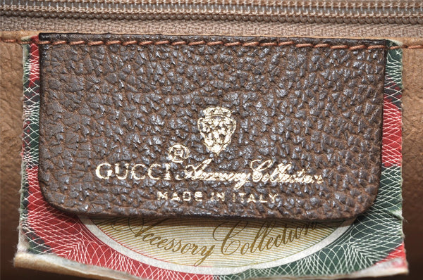 Authentic GUCCI Web Sherry Line Hand Boston Bag GG PVC Leather Brown 3214K