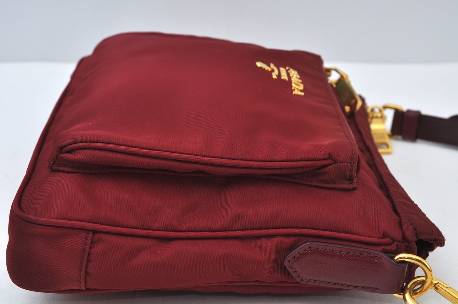 Authentic PRADA Nylon Leather Shoulder Cross Body Bag Red 3215J