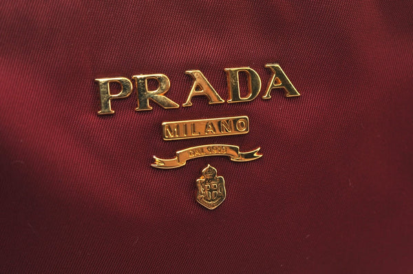 Authentic PRADA Nylon Leather Shoulder Cross Body Bag Red 3215J