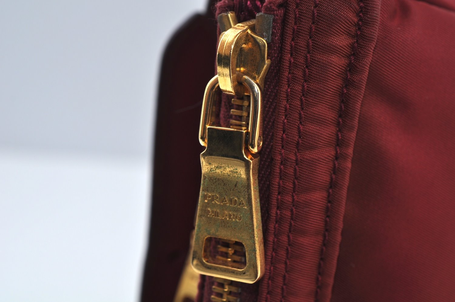 Authentic PRADA Nylon Leather Shoulder Cross Body Bag Red 3215J