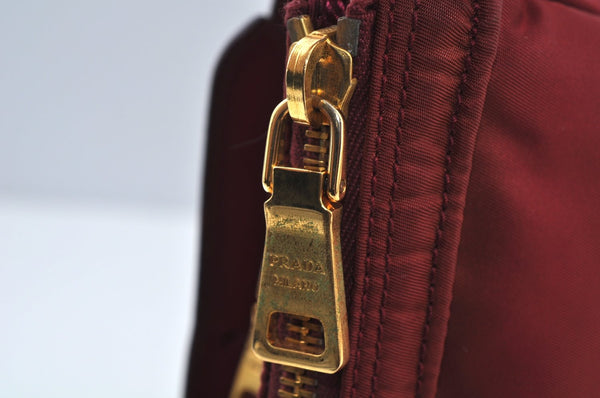 Authentic PRADA Nylon Leather Shoulder Cross Body Bag Red 3215J