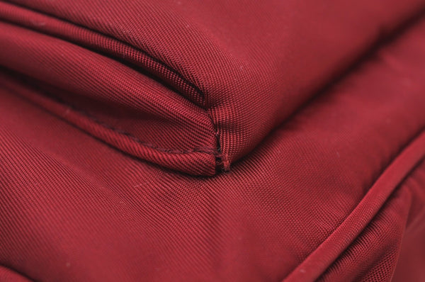Authentic PRADA Nylon Leather Shoulder Cross Body Bag Red 3215J
